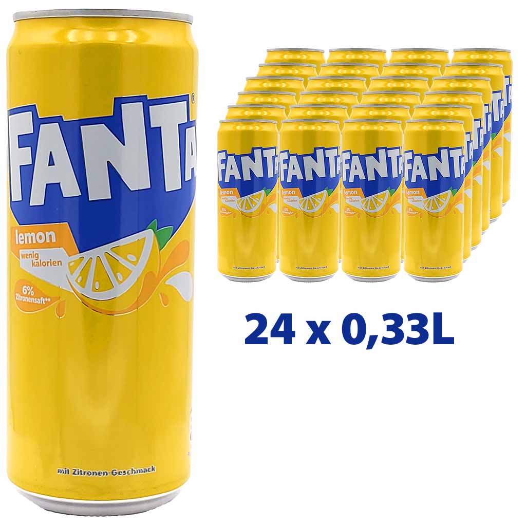 24x Fanta Lemon wenig Kalorien Dose je 0,33L=7,92L MHD:31.5.25