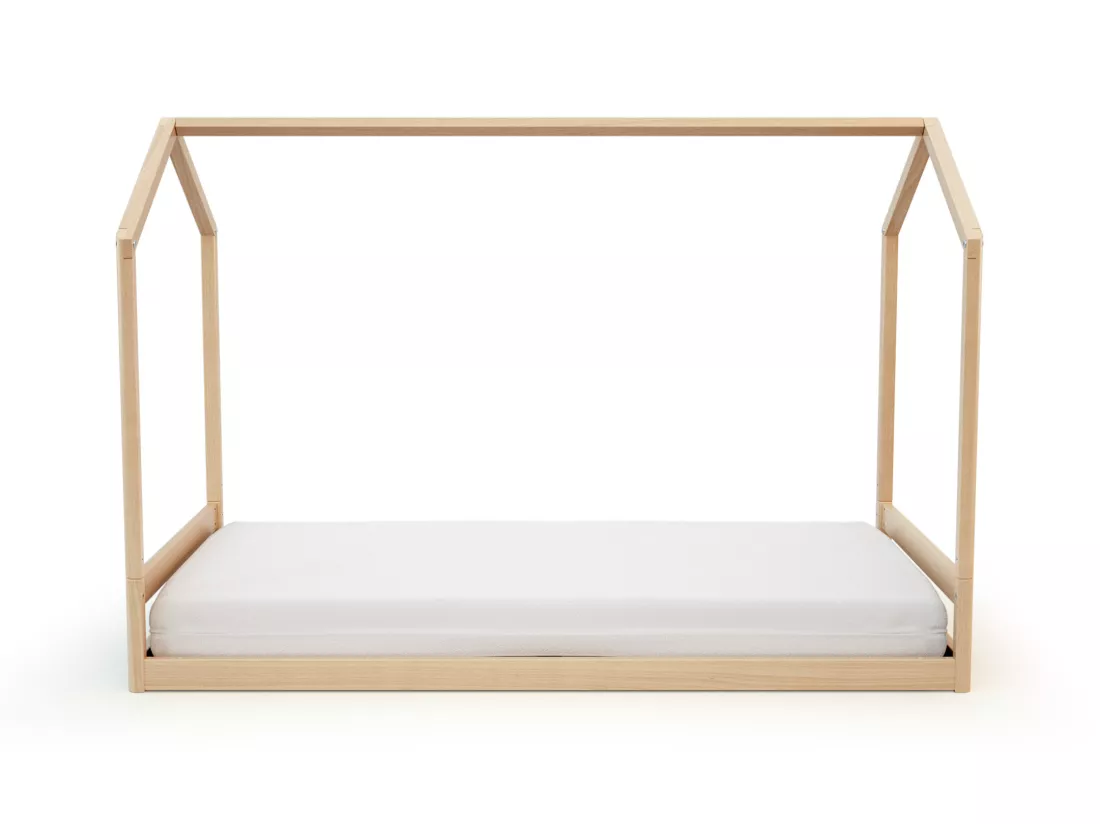 Lit cabane bébé évolutif en bois CONFORT Hêtre Verni 70 x 140 cm