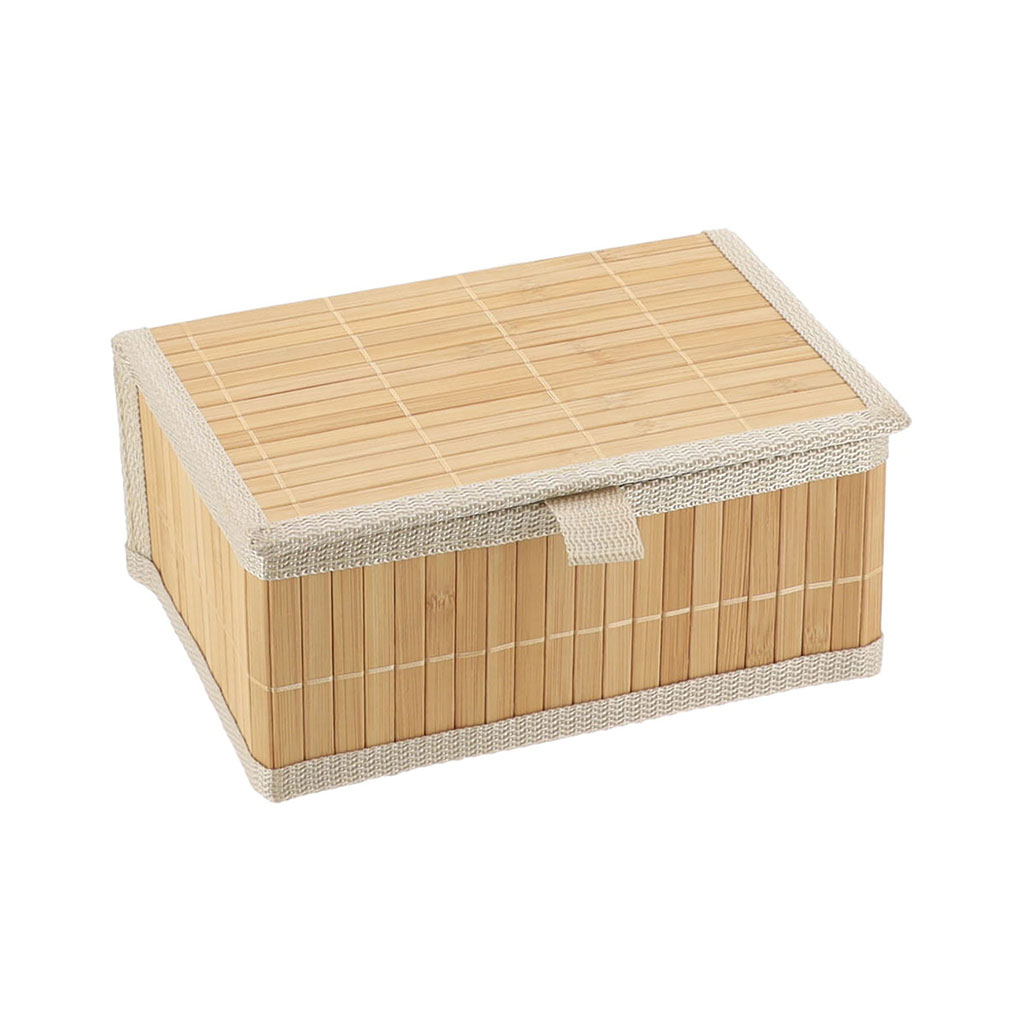 Panier de rangement à rabat bambou 22x10x16.5cm
