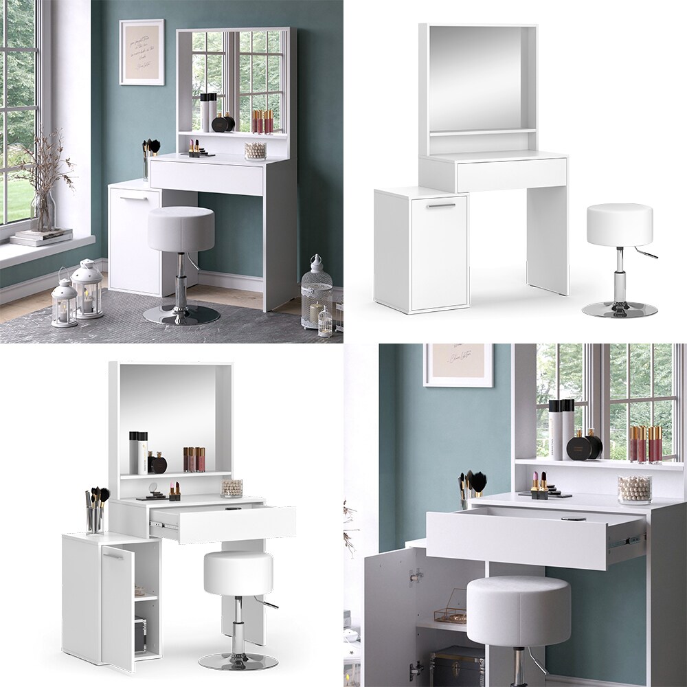 Vicco Schminktisch Altea 95 x 145 cm Weiß Frisiertisch Spiegel Hocker modern