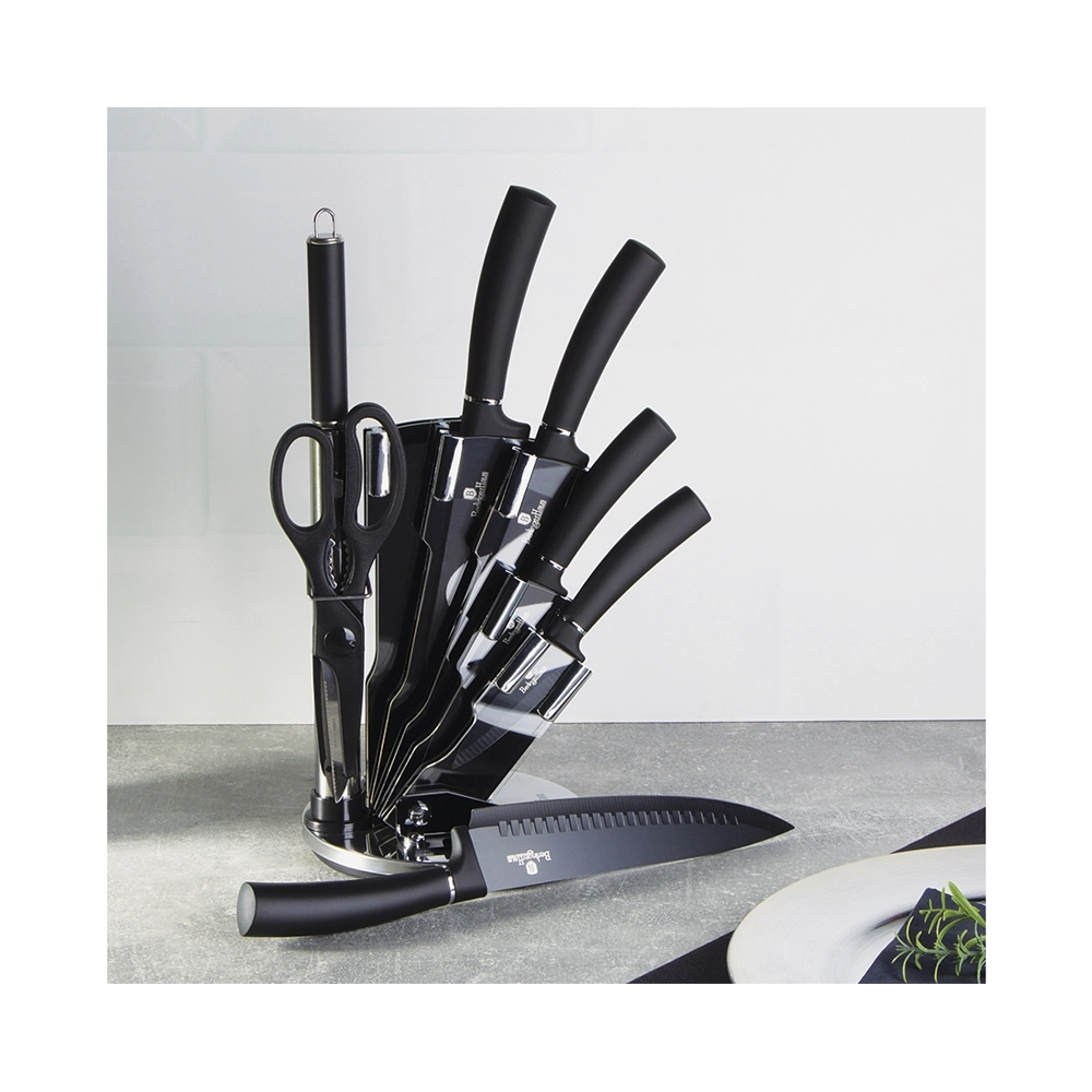 Berlinger Haus 8-teiliges Messerset mit Acryl-Block Black Silver Collection