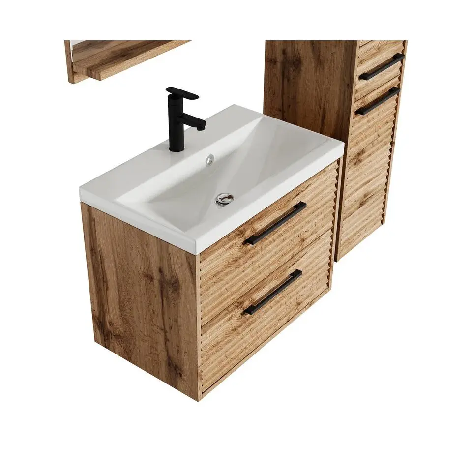 Badplaats Badkamermeubel Set Etna 60 cm – Eiken – Hangend Badmeubel met