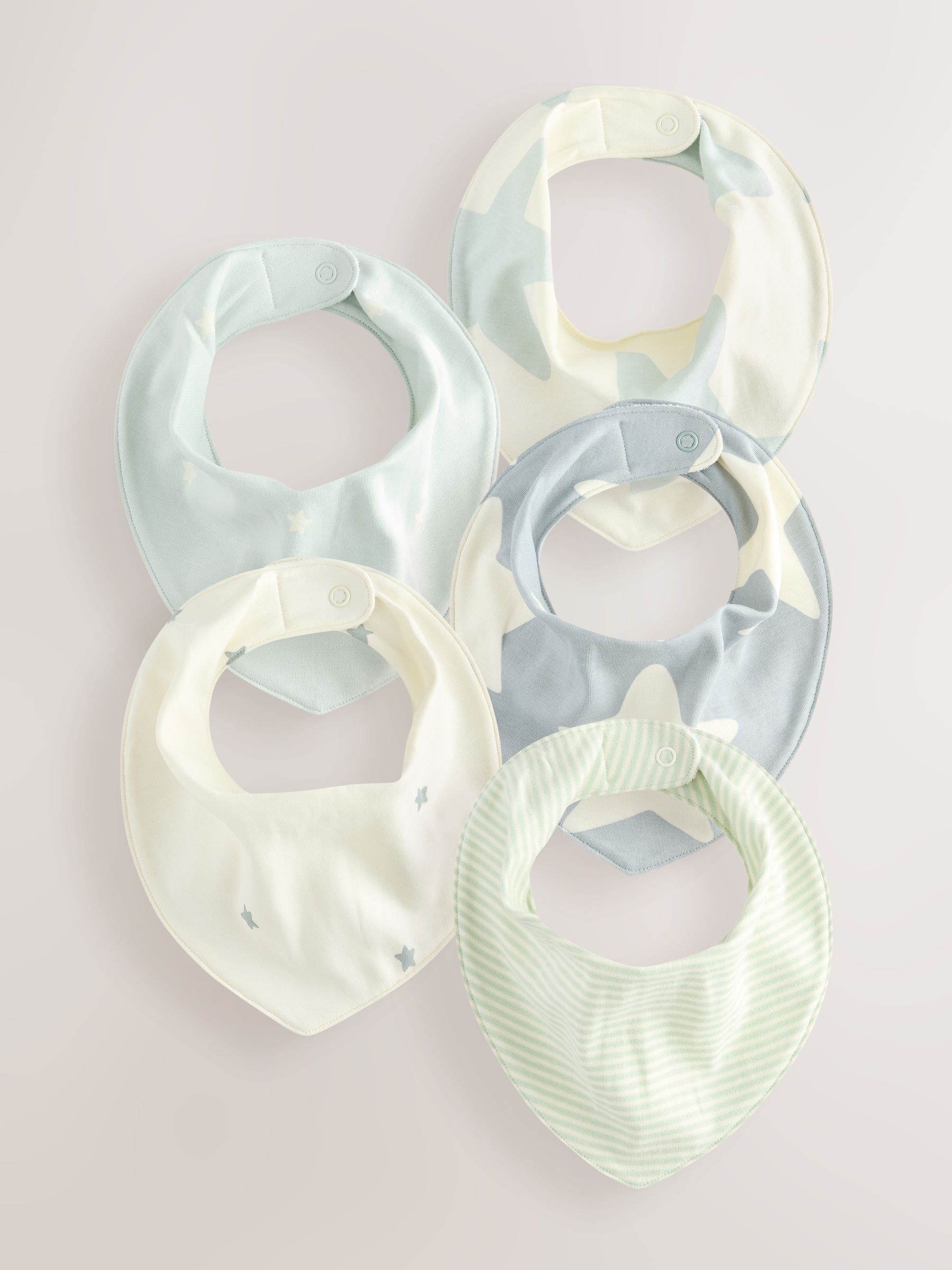 Groen sterrenprint - 5 Pack Dribble Baby 100% Cotton Bibs