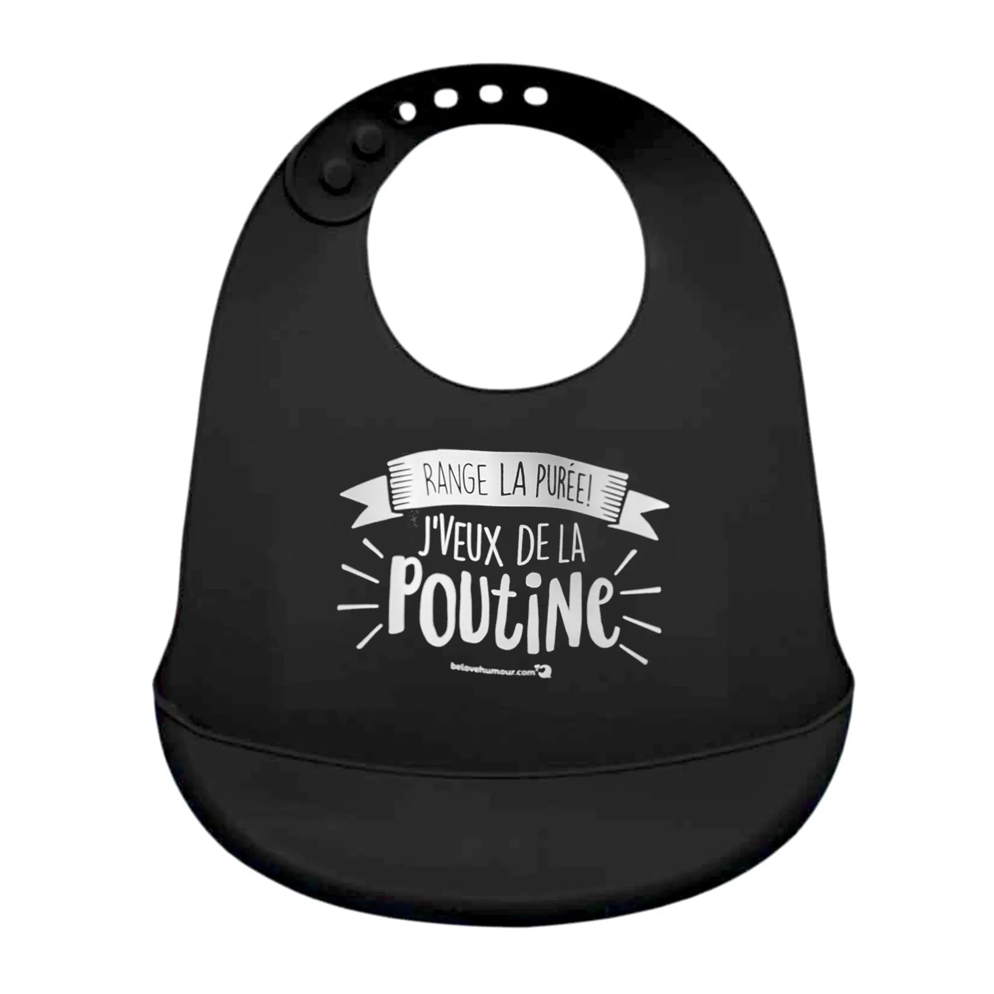 Bedaine Love Bavoir en Silicone - Noir Poutine
