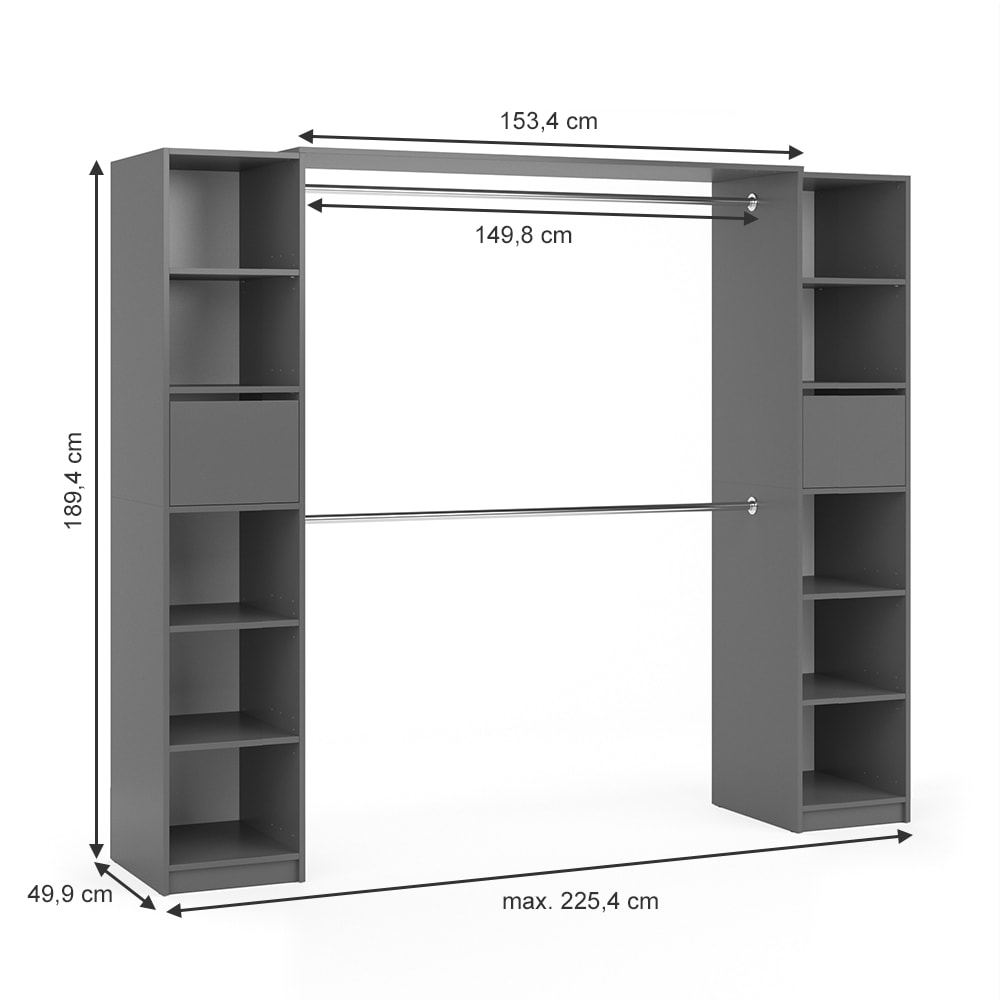 Vicco Kleiderschrank Visit Anthrazit Dielenschrank Flurgarderobe - Offen begehbar (Set XL)