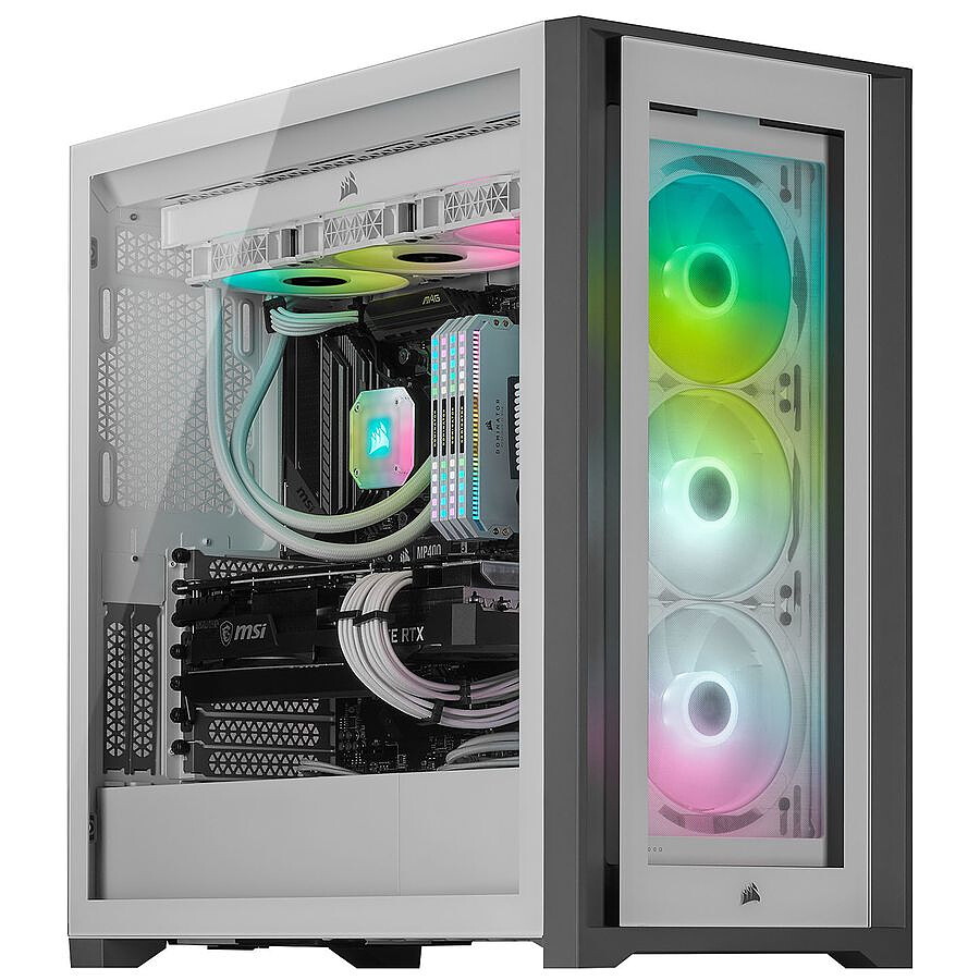 Corsair 5000X iCUE RGB Tempered Glass - Blanc