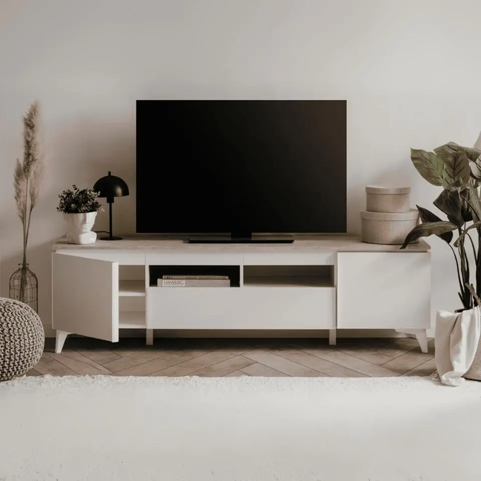 CALICOSY - TV-Meubel BERTRIX 56A - Wit - 51,5x177x40 cm