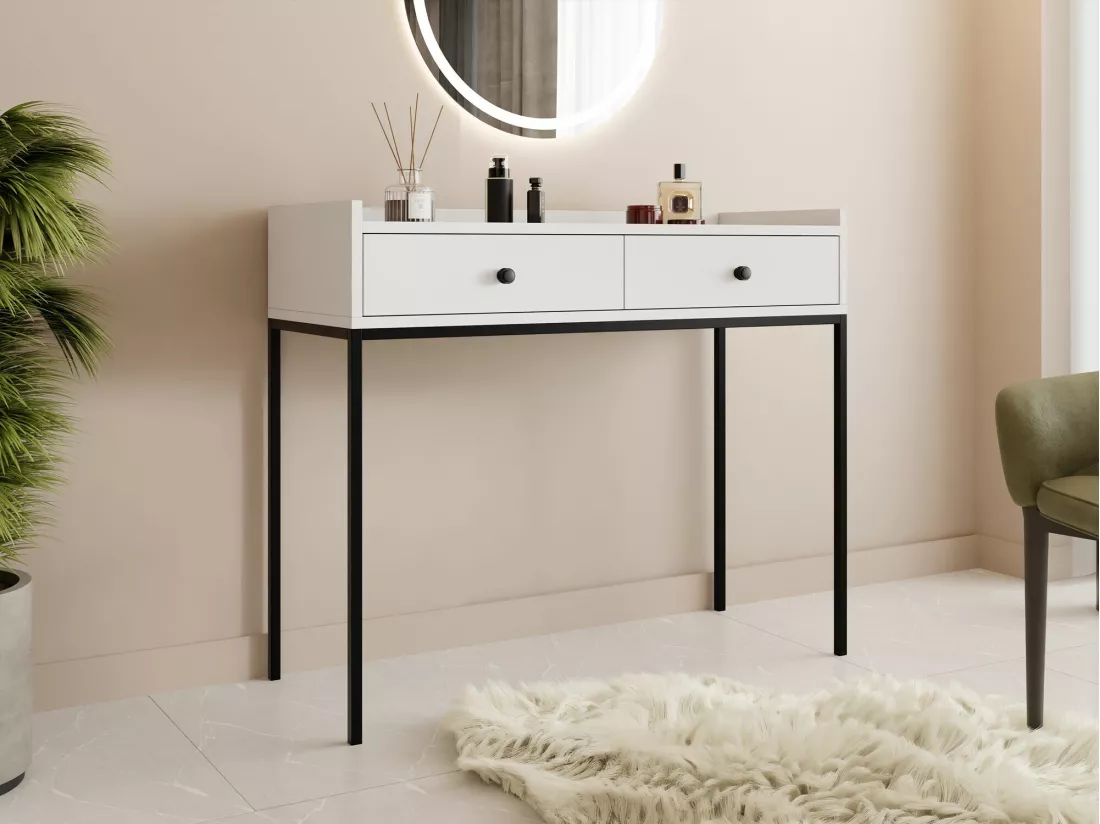 Console Comfivo Etmore 106, Blanc, 86x100x40cm, Avec tiroirs