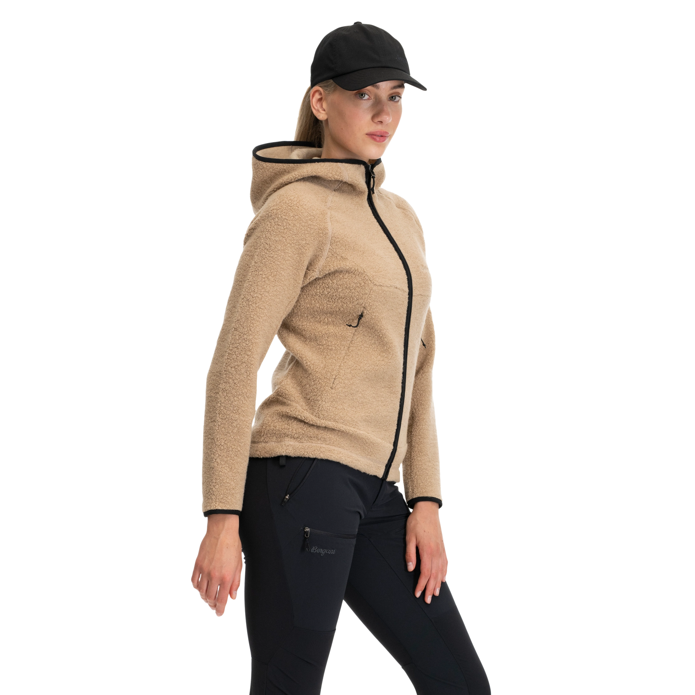 Vaagaa Merino Terry Midlayer Hoodie Women Sandstone