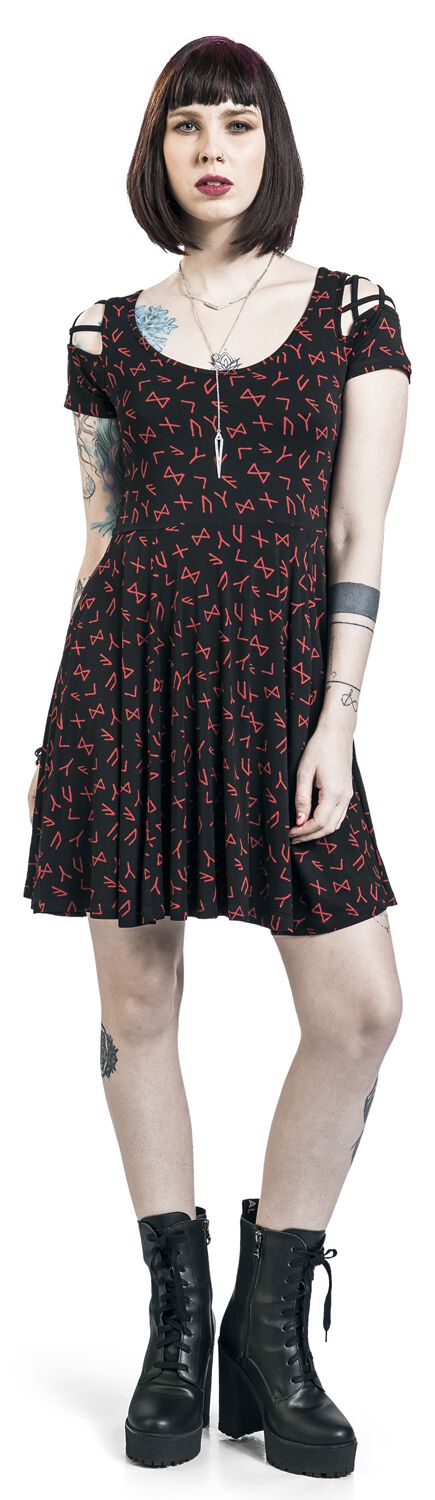 Robe avec Laçage & Runes | Black Premium by EMP Robe courte