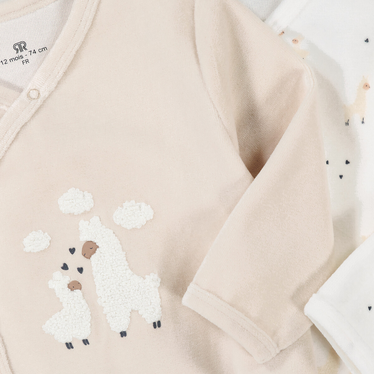 COLEÇÃO LA REDOUTE<br>Conjunto de 2 pijamas de veludo com estampa de lhama