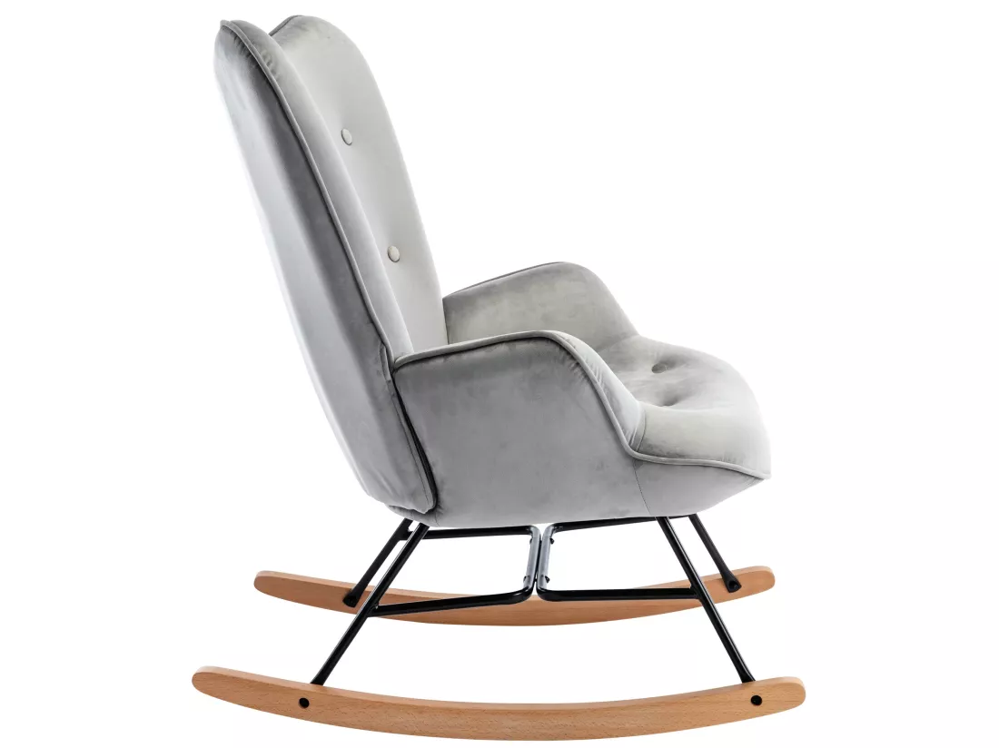 Fauteuil à bascule rocking tissu grise 71 x 88 x 98 cm FAB10072