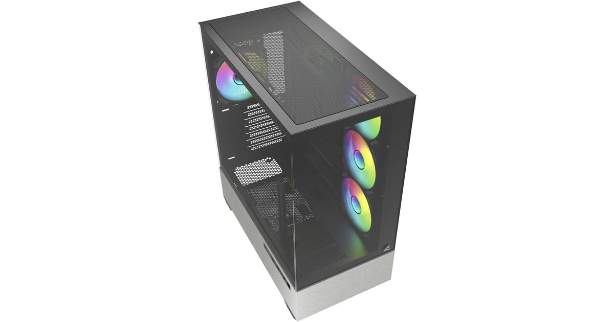 SharkoonAK7 ARGB midi tower behuizing  (Zwart | 2x USB-A | 1x USB-C | RGB | Tempered Glass)