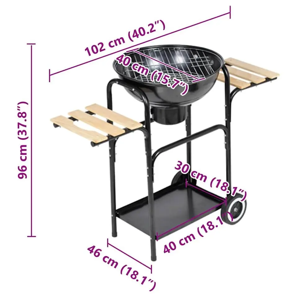 vidaXL - Kolenbarbecue - Zwart - Metaal