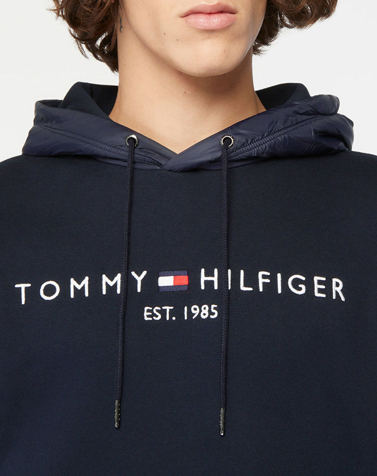 Tommy Hilfiger Sweat à capuche bimatière Mix Media bleu marine
