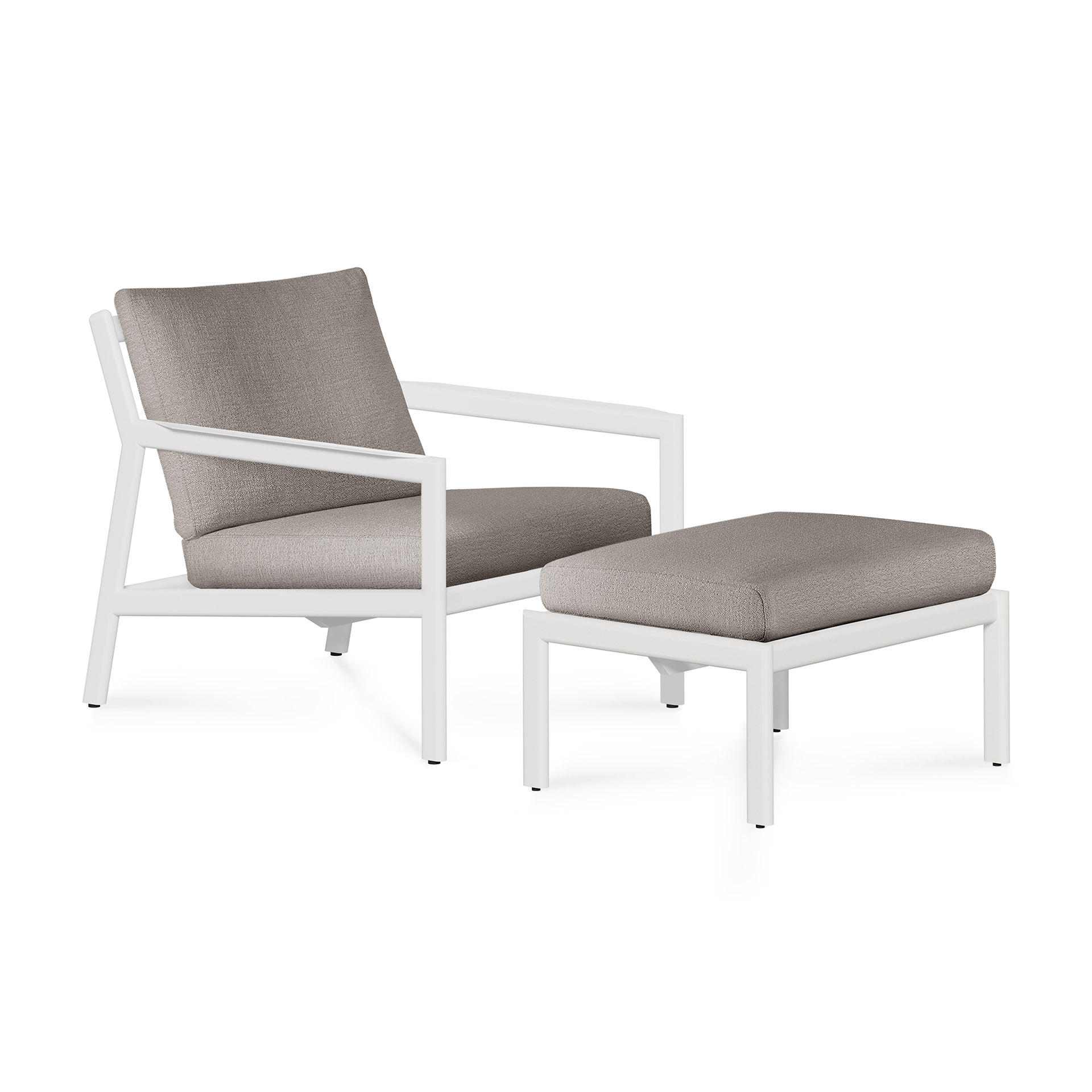 Jack footstool - wit aluminium - compleet - mocha kussen
