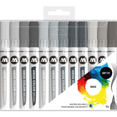 Molotow Aqua Color Brush Grey-Set by MolotowBrush pen - 1-2 mm