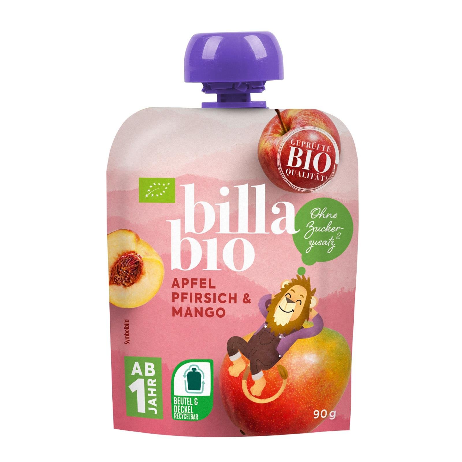 BILLA Bio Obstmus Apfel, Pfirsich & Mango