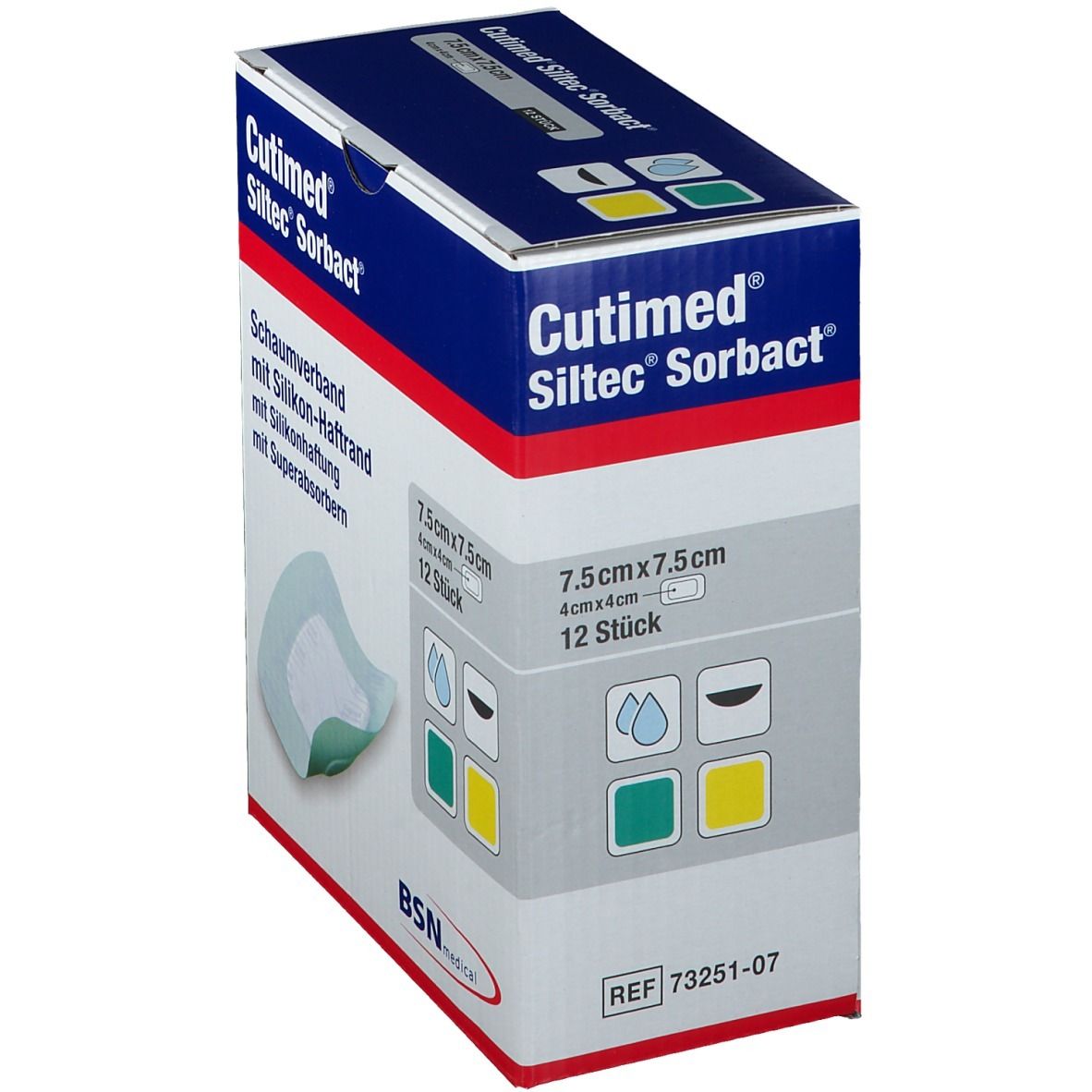 Cutimed® Siltec Sorbact 7,5 cm x 7,5 cm
