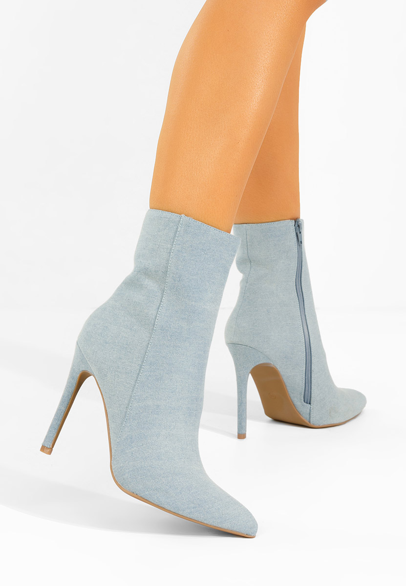 Bottines à talon fin denim Cendria