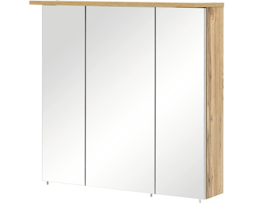 Spiegelkast Möbelpartner Profil 80,5 x 23,7 x 72,3 cm eiken natuur 3-deurs LED