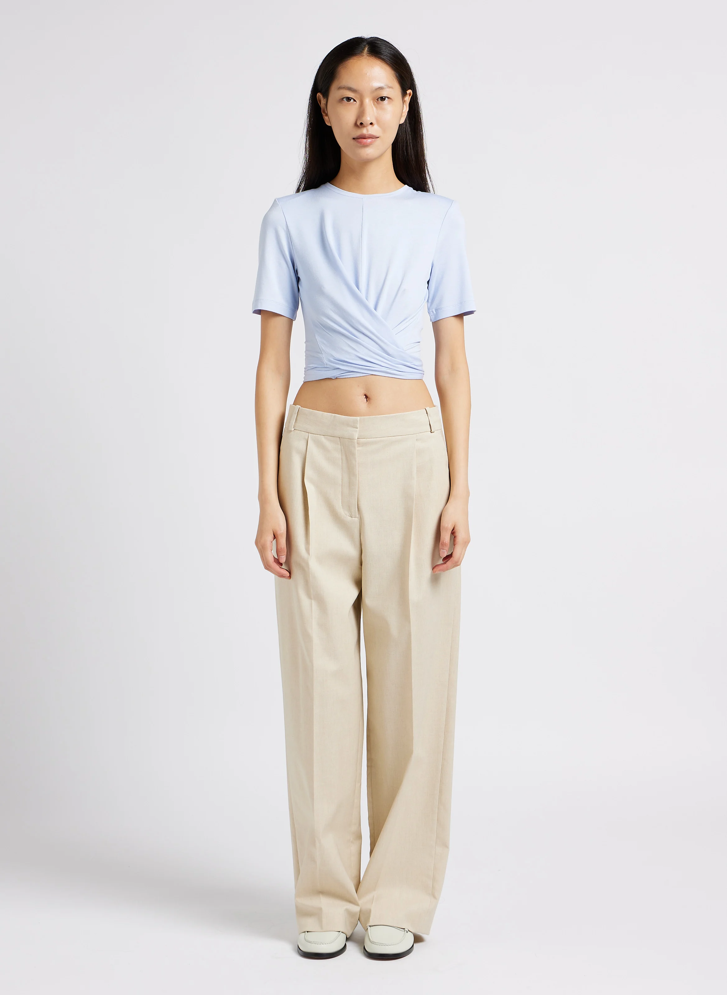 JONA - Pantalon large à pinces | Beige