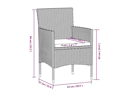 Ensemble à manger de jardin coussins 9 pcs Beige/noir