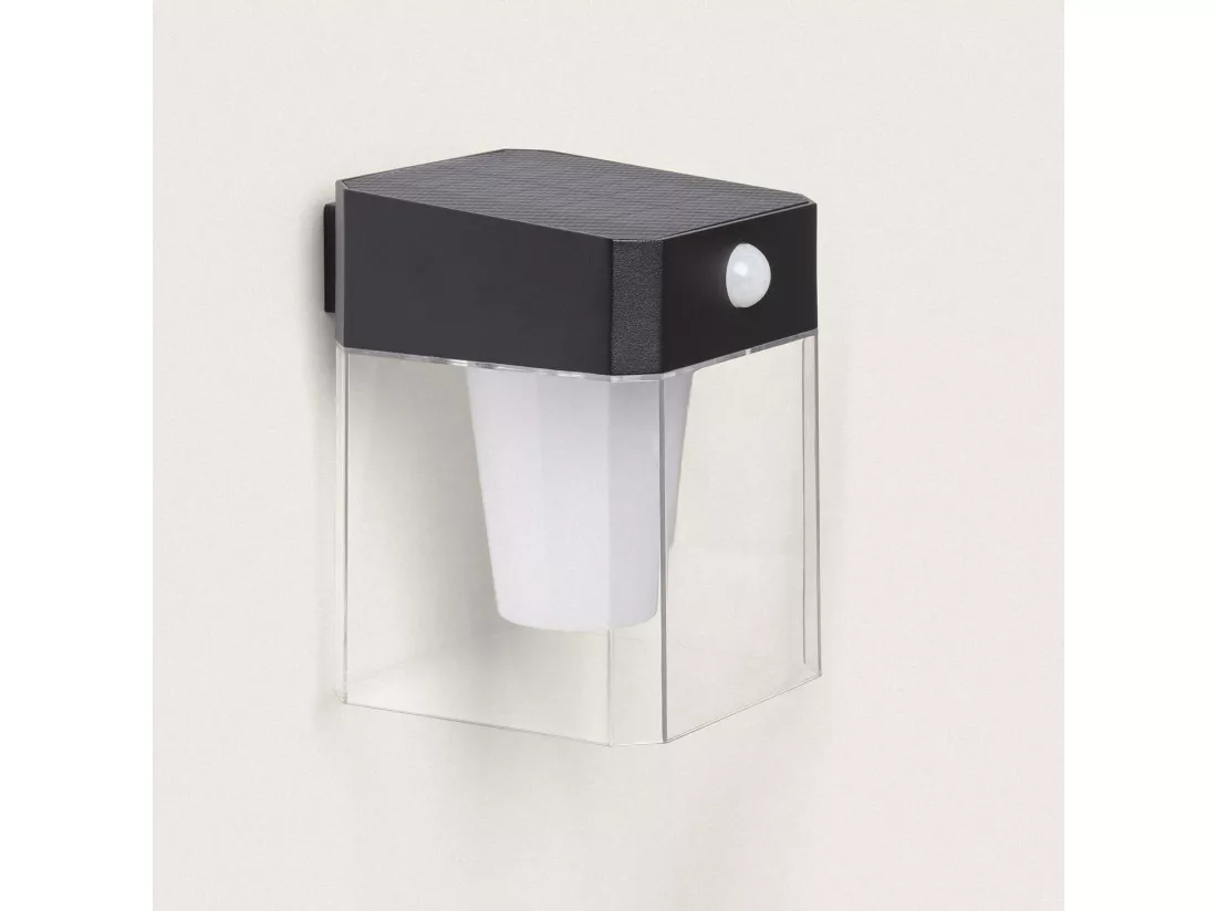 Applique Murale Extérieure Solaire LED 1,5W Aluminium avec Détecteur de Mouvement Efren Square Noir