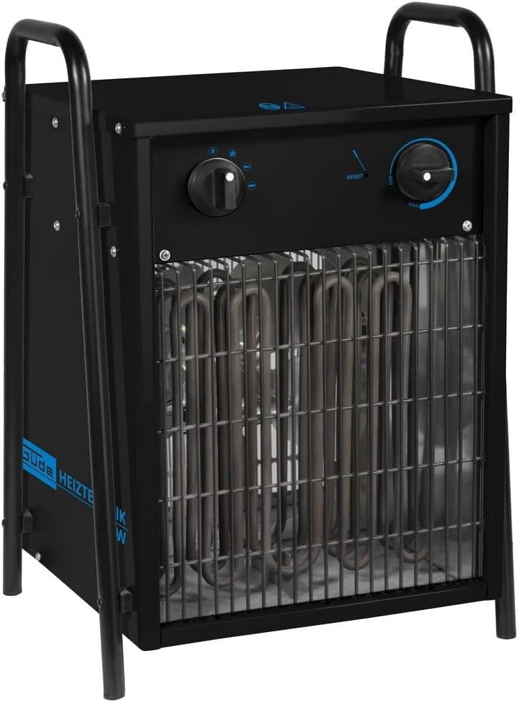 Güde GH 9 EV Elektroheizer - 400 Volt, 9 Kilowatt, zwei Heizstufen 4,5 und 9 Kilowatt, Ventilatorfunktion, Gebläseleistung 780 Kubikmeter pro Stunde, stufenloser Thermostat, Überhitzungsschutz
