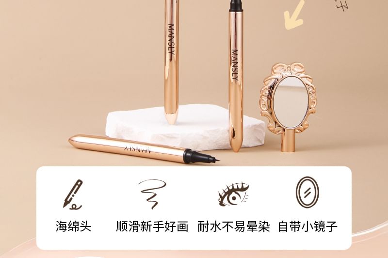 MANSLY - Intense zwarte gladde eyeliner met spiegel