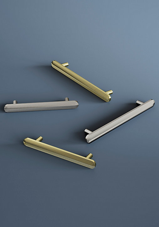 Poignée de meuble arrondi GoodHome Garlan aluminium effet nickel satin gris l.136mm x l.15mm x H. 27mm entraxe 96mm
