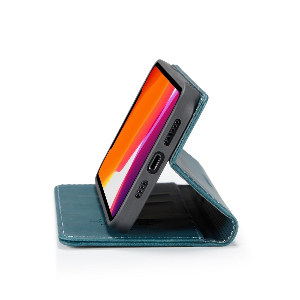 iPhone 12 / iPhone 12 Pro Leder Tasche Flip Wallet Etui mit Kartenfächern - Blaugrün
