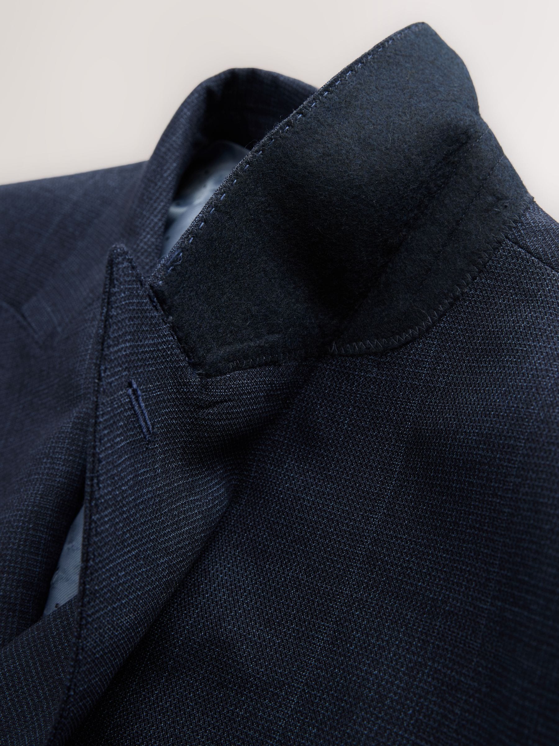 Donkerblauw - Signature Marzotto 100% Italian Wool Double Breasted Check Suit Jacket