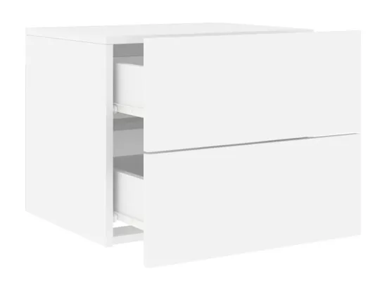 Tables de chevet murales avec lumières LED 2 pièces blanc