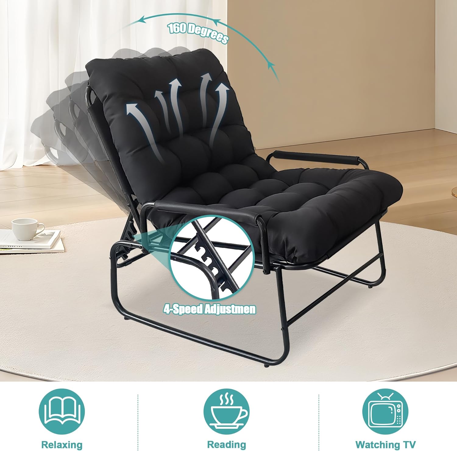 Lounge Sessel Outdoor,Relaxsessel Garten,Gartensessel Mit Liegefunktion, Mit Fußhocker Outdoor Lounge Sessel. (Grau mit Fußhocker)