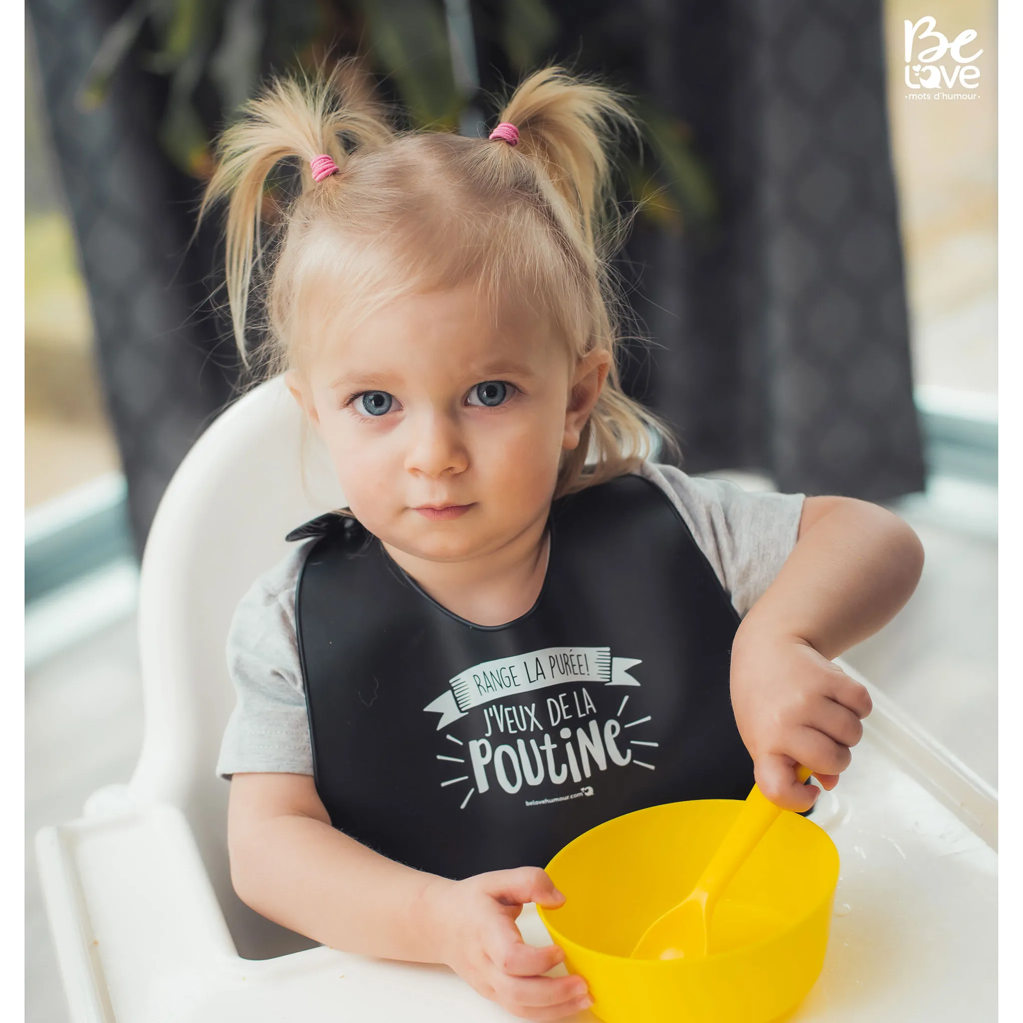 Bedaine Love Bavoir en Silicone - Noir Poutine