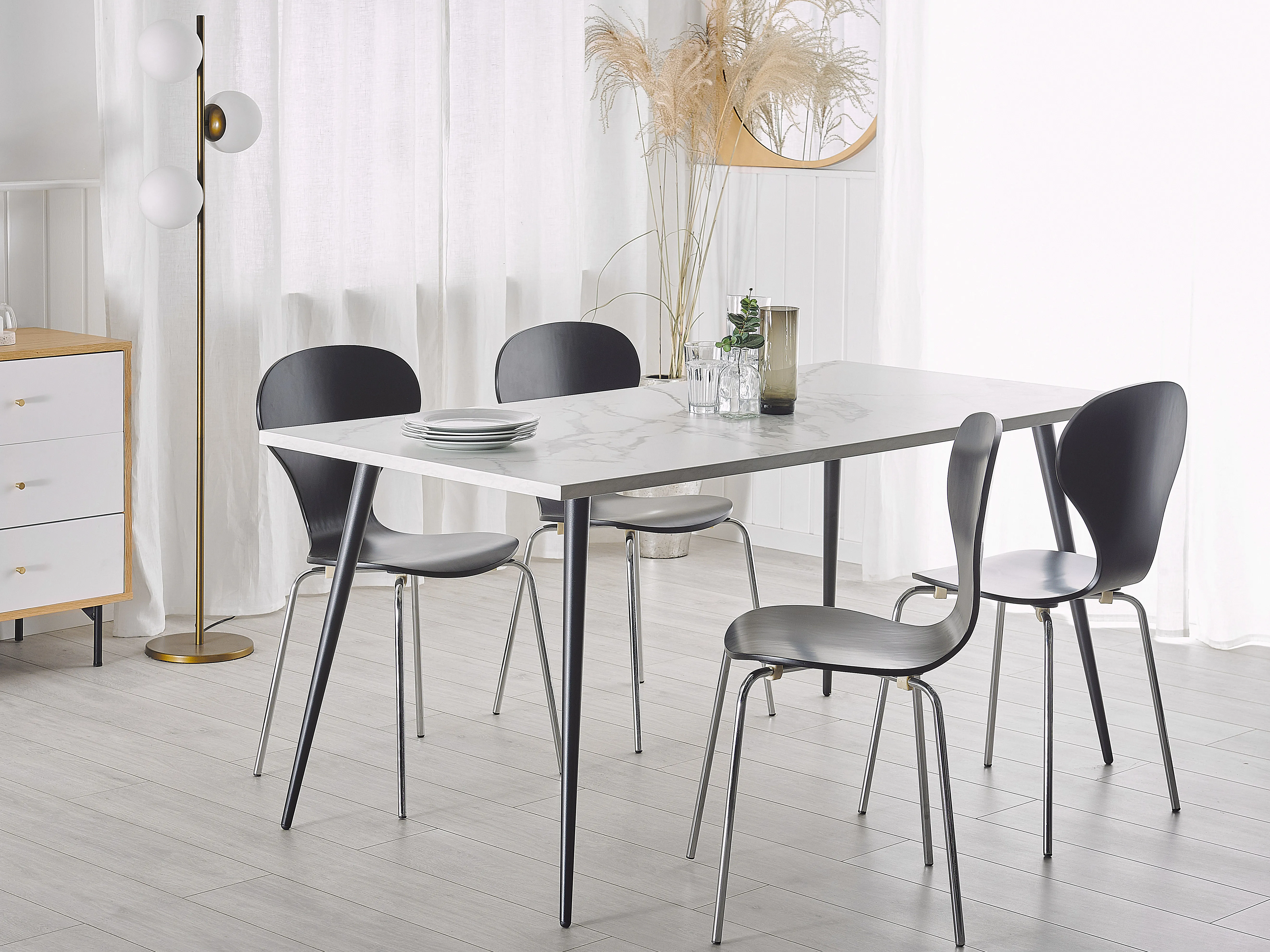 Eettafel SANTIAGO Wit marmer 80 cm 160 cm