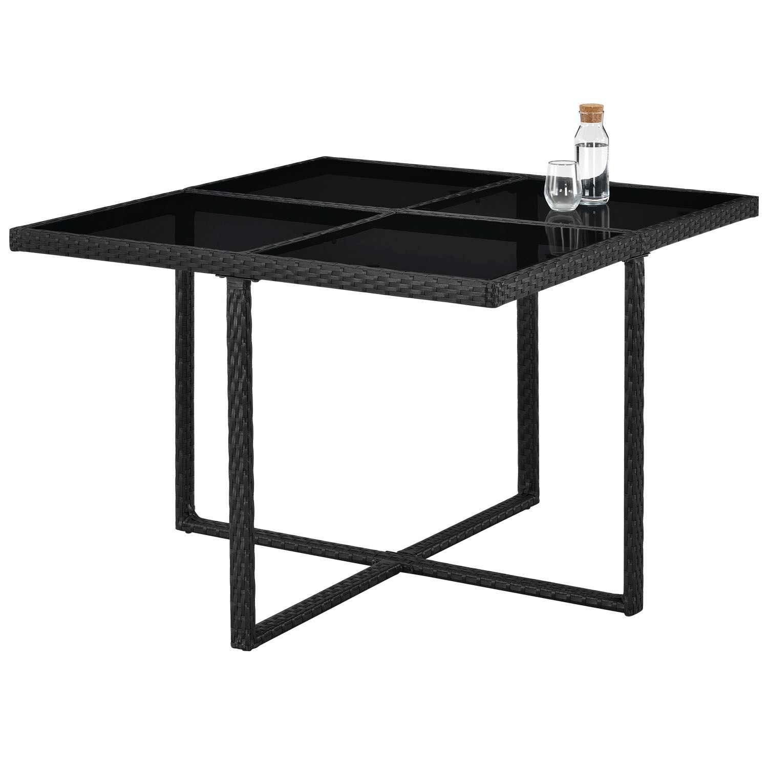 Baracoa L polyrotan zwarte diningset