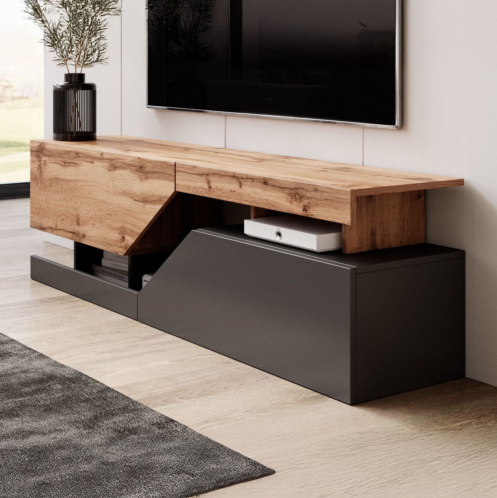 Canberra - TV-Meubel - Eiken/antraciet - 160 cm