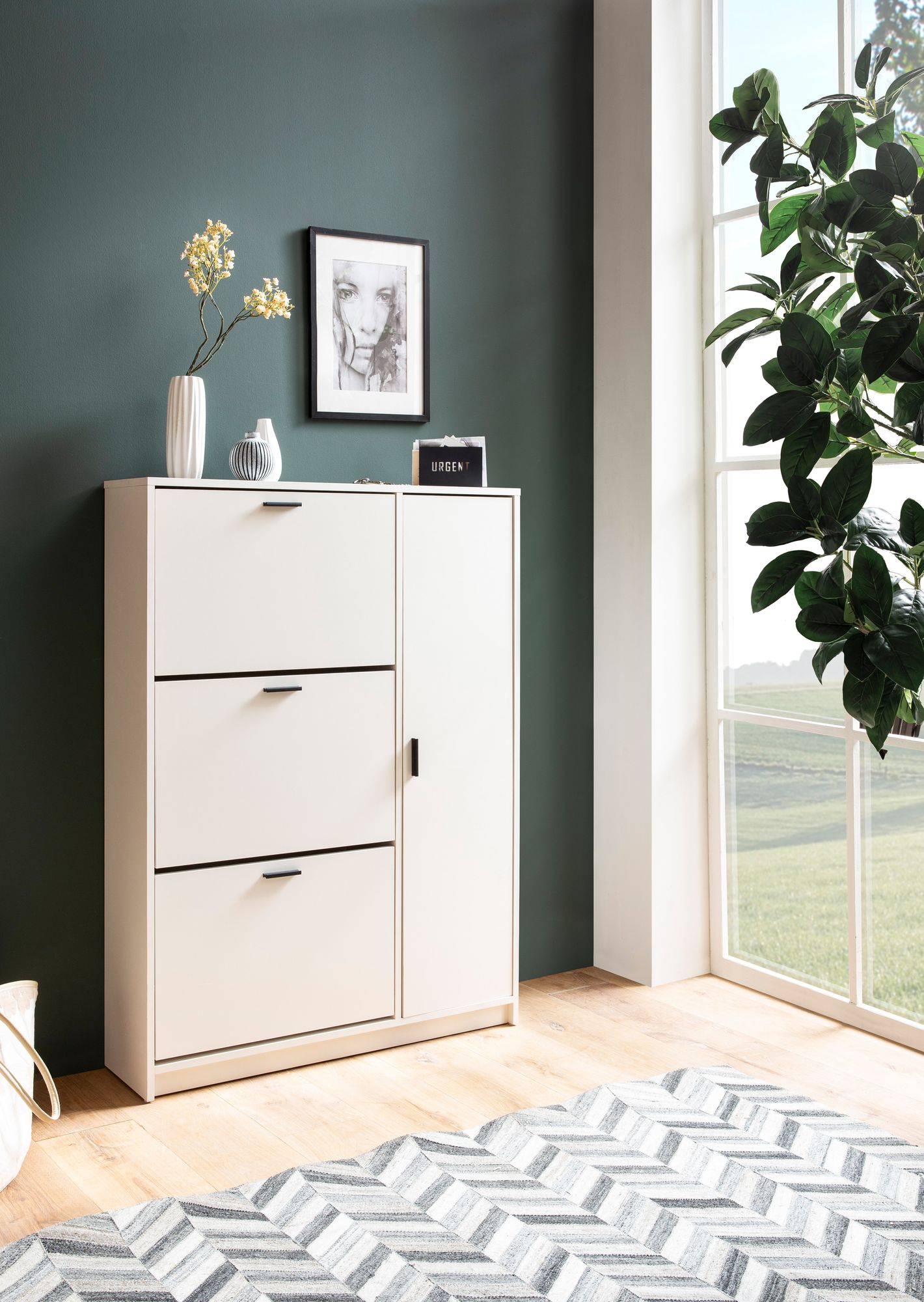 Schuhschrank FineBuy Schuhkipper Garderobe Weiß Schuhkommode Flurschrank Modern