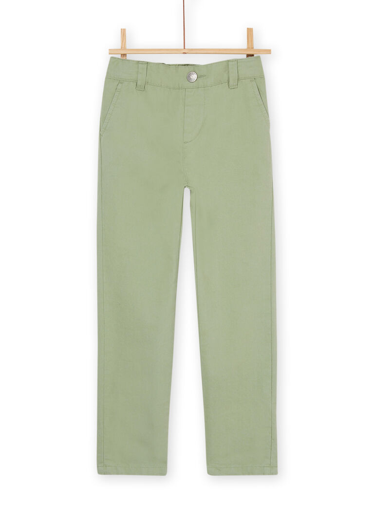Pantalon vert olive à finition peau de pêche