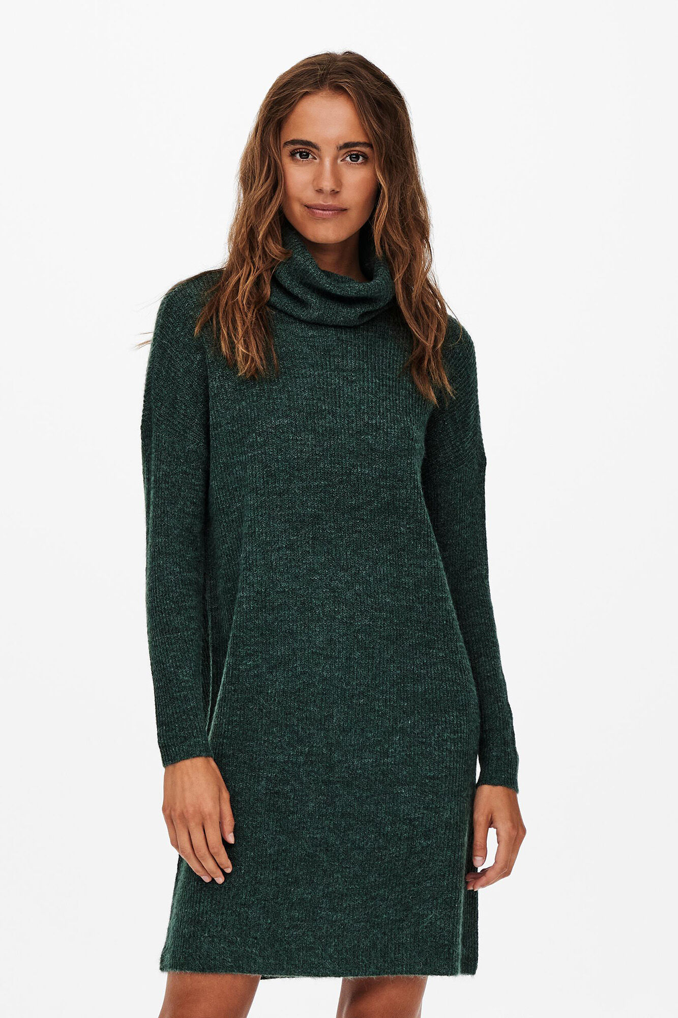 Vestido curto com gola alta