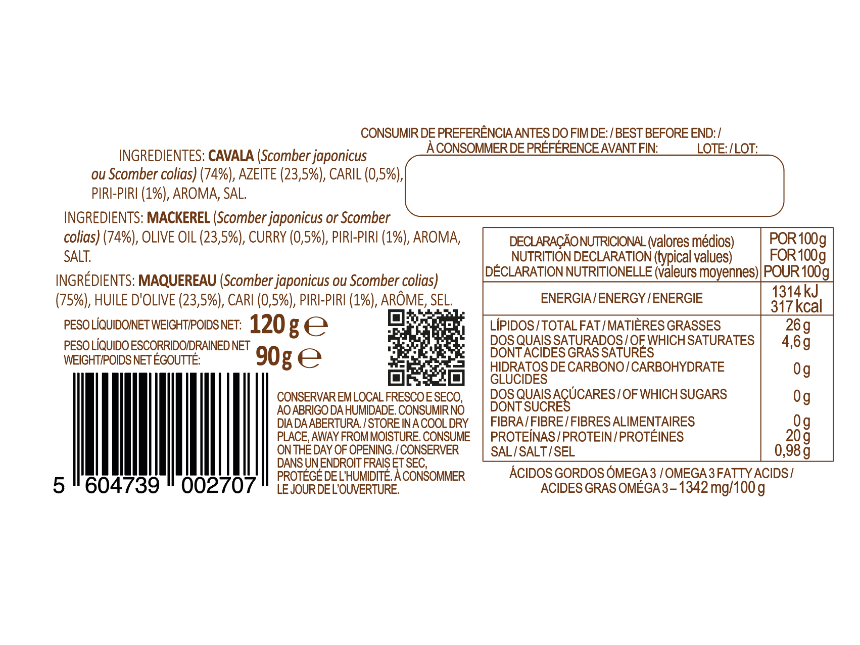CAVALA CAMPOS SANTOS CARIL E MALAGUETA 120G