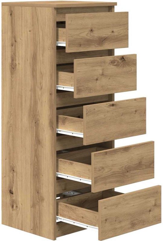 vidaXL - Dressoir - Artisanaal Eikenhout - 37,5x35x99cm - Met Lades
