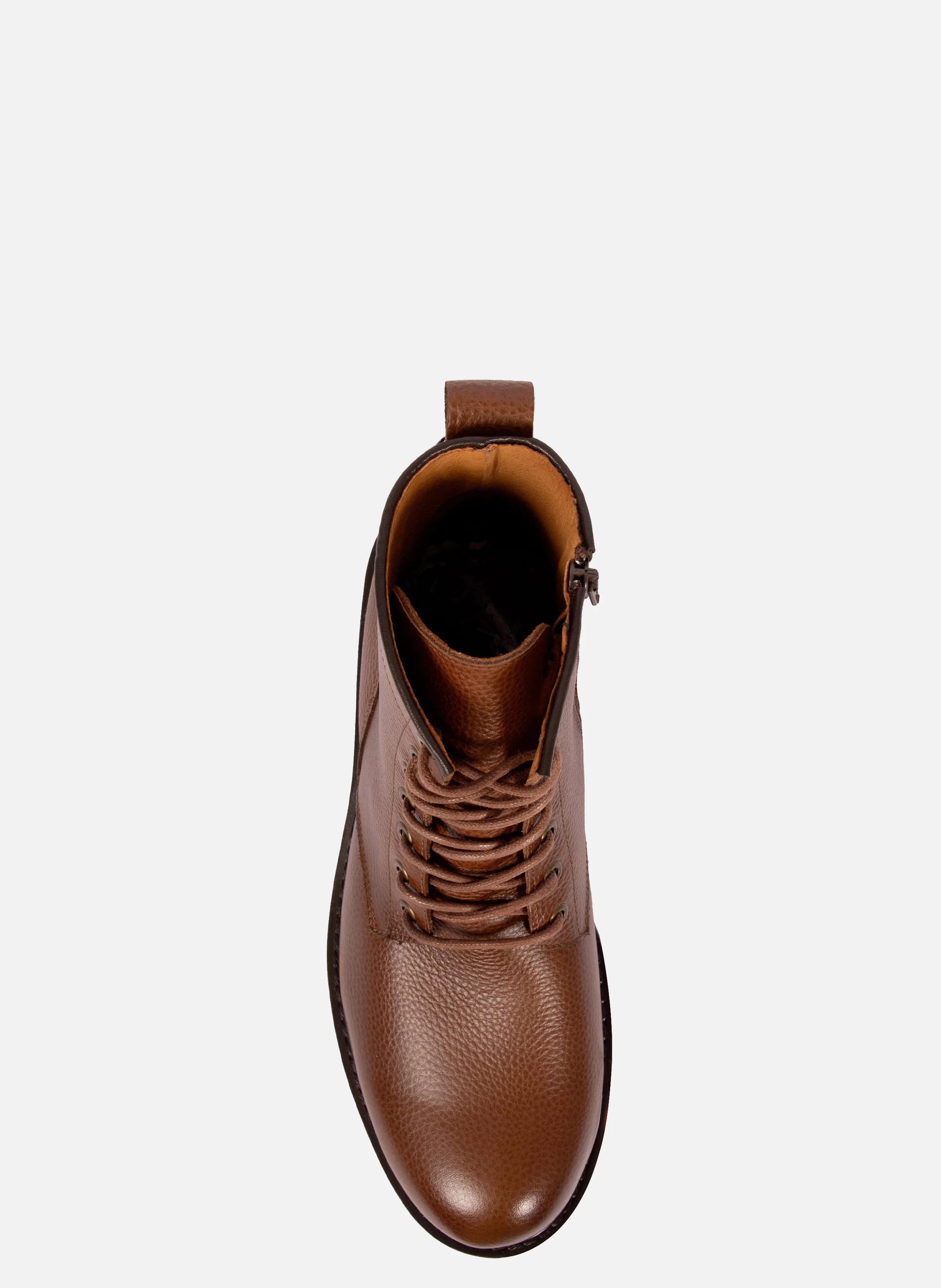 Ranger boots crantées cuir grainé | Marron