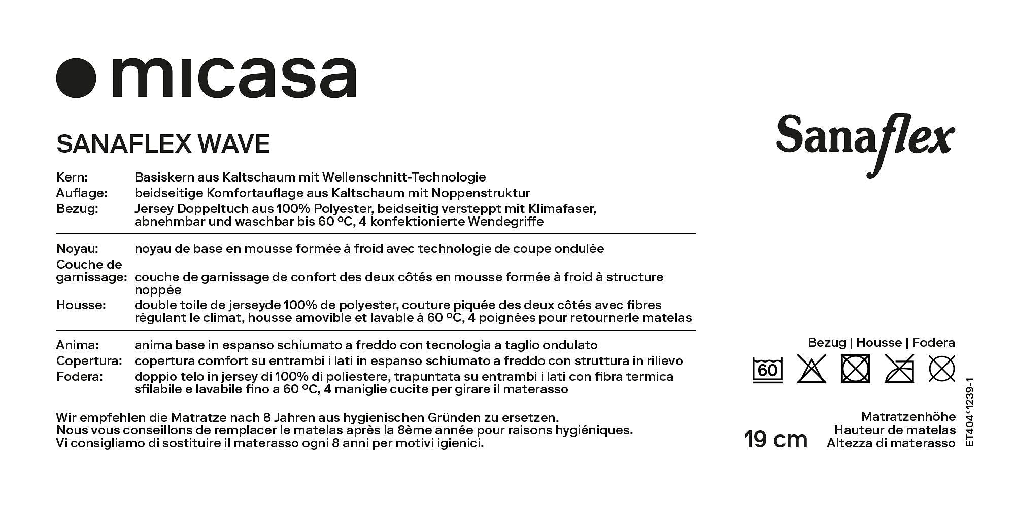 Sanaflex Wave Matratze - 200.0 cm x 90.0 cm