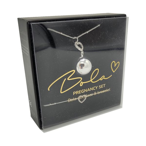 Bola Set Ketting En Armband Crystal Heart Silver Plating