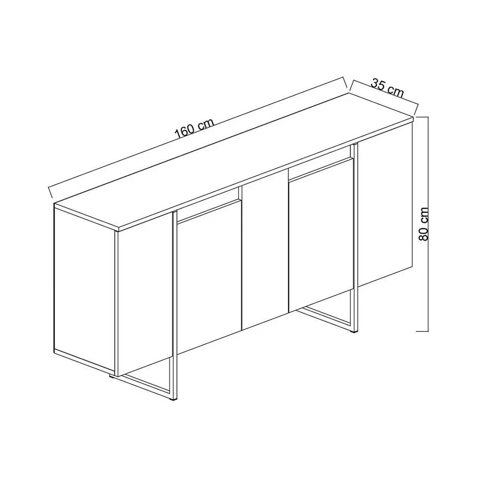 CALICOSY - Dressoir LUXE - Antraciet / Zwart - 80x160x35 cm