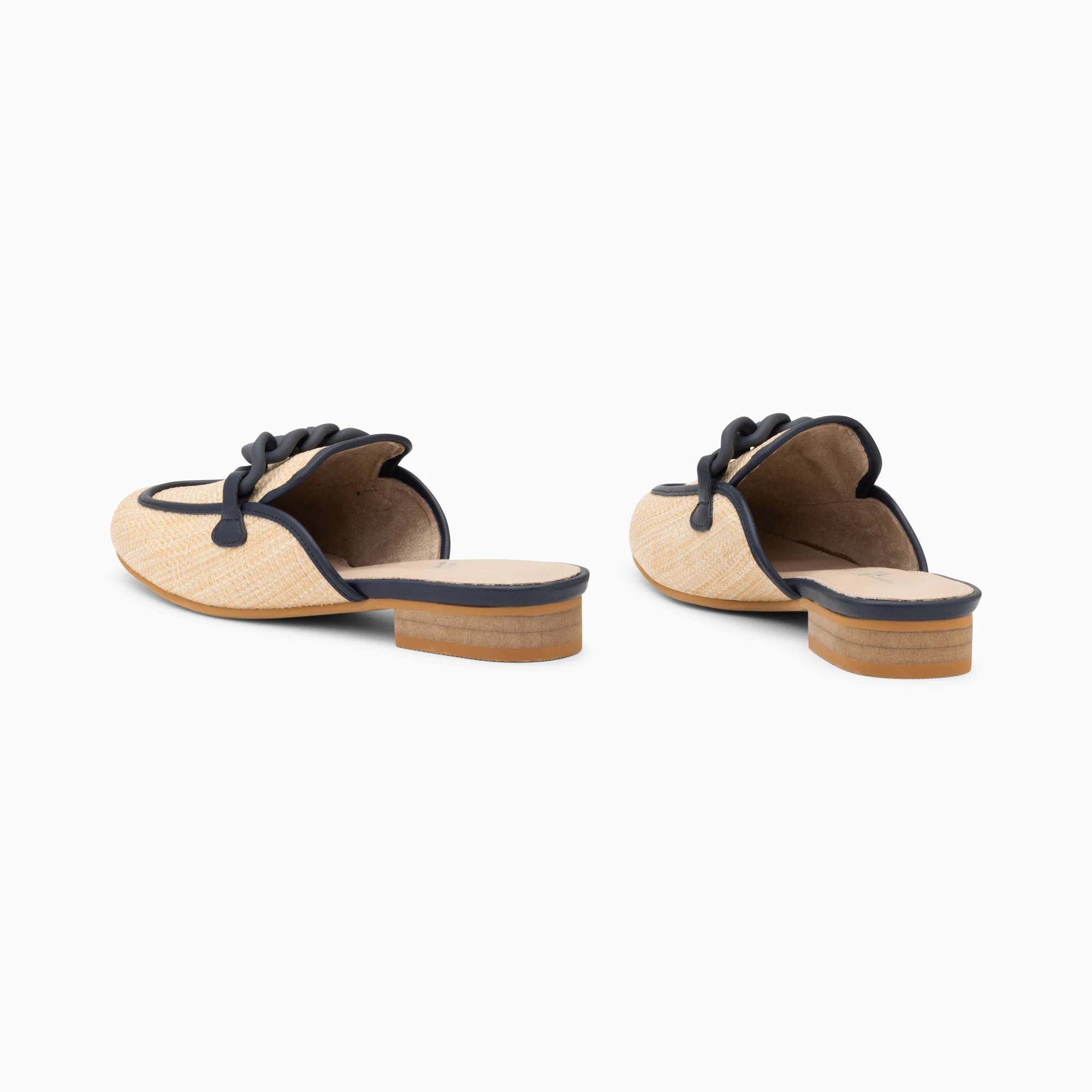 Mocassins, Derbies, Ballerines-Mules Emna beige et bleu marine à chaîne mate