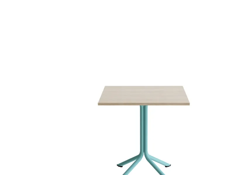 Bord Atlas 1133 700x700x900mm, Hvidpigmenteret eg med turkis understel